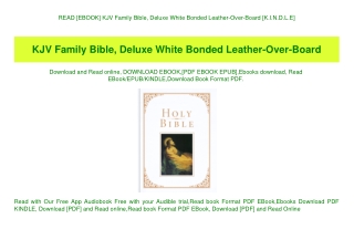 READ [EBOOK] KJV Family Bible  Deluxe White Bonded Leather-Over-Board [K.I.N.D.L.E]