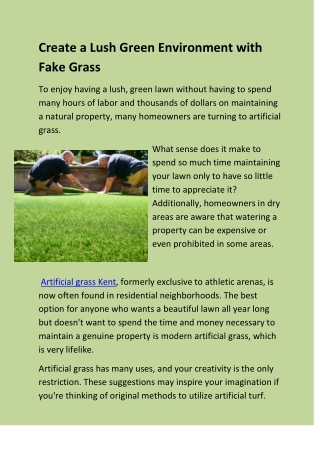 Create a Lush Green Environment with Fake Grass