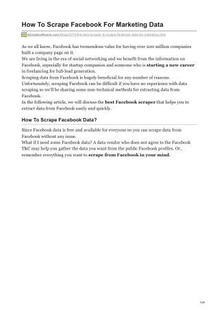 How To Scrape Facebook For Marketing Data