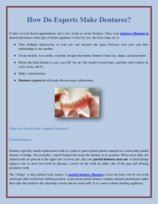 How Do Experts Make Dentures?