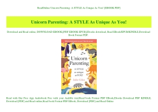 ReadOnline Unicorn Parenting A STYLE As Unique As You! [EBOOK PDF]