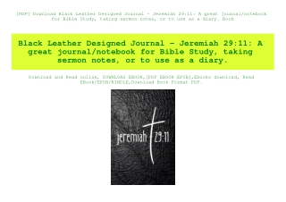 [PDF] Download Black Leather Designed Journal - Jeremiah 2911 A great journalnotebook for Bible Study  taking sermon not