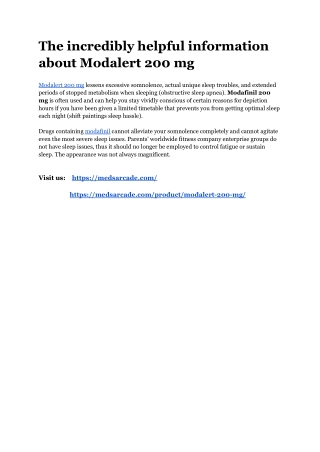 The incredibly helpful information about Modalert 200 mg