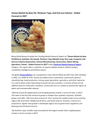 Global Grease Market Research Report 2017-2027