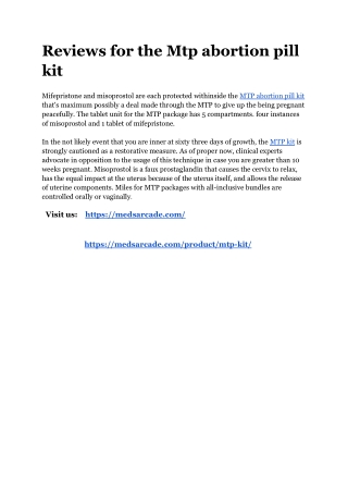 Reviews for the Mtp abortion pill kit