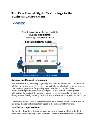 The Function of Digital Technology in the Business Environment