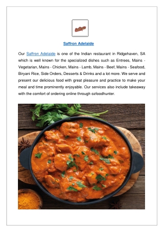 Up to 10% off order now - Saffron Restaurant Adelaide