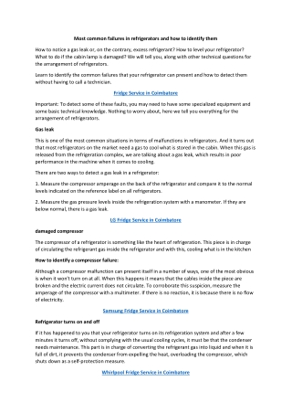 Most common failures in refrigerators and how to identify them