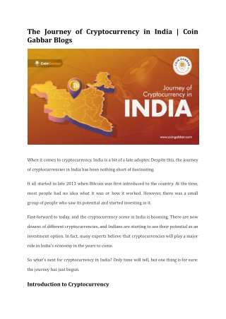 The Journey of Cryptocurrency in India _ Coin Gabbar Blogs