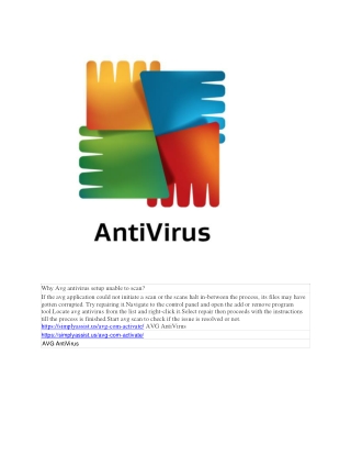 Why Avg antivirus setup unable to scan?