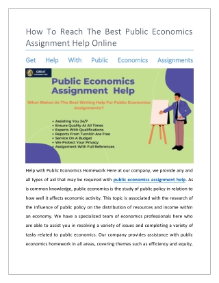 How To Reach The Best Public Economics Assignment Help Online