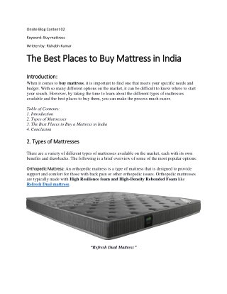 The Best Places to Buy a Mattress in India