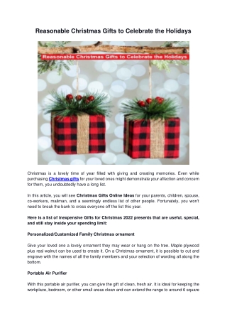 Reasonable Christmas Gifts to Celebrate the Holidays