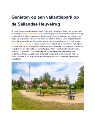 Genieten op een vakantiepark op de Sallandse Heuvelrug