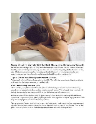 Some Creative Ways to Get the Best Massage in Downtown Toronto