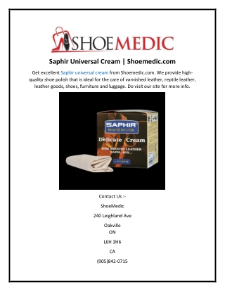 Saphir Universal Cream  Shoemedic.com