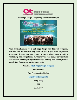 Web Page Design Company  Easttech.com.