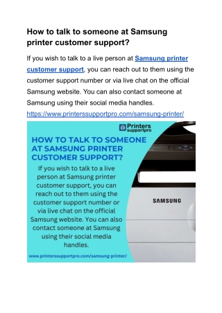 How to talk to someone at Samsung printer customer support