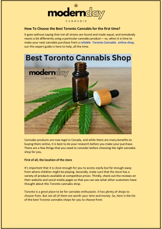 How To Choose the Best Toronto Cannabis for the first time?