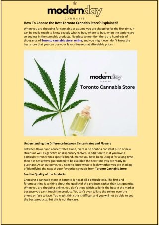 How To Choose the Best Toronto Cannabis Store? Explained!
