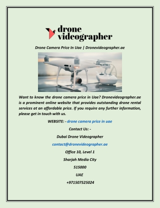 Drone Camera Price In Uae Dronevideographer.ae