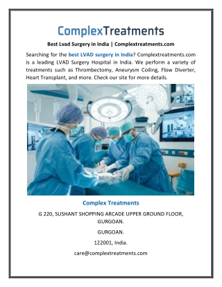 Best Lvad Surgery in India | Complextreatments.com