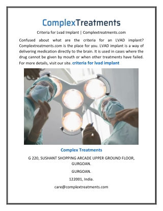 Criteria for Lvad Implant | Complextreatments.com