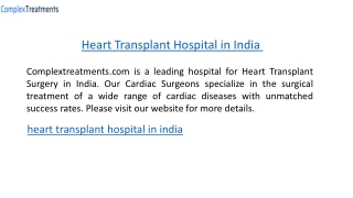 Heart Transplant Hospital in India  Complextreatments.com