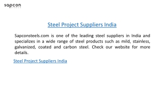 Steel Project Suppliers India  Sapconsteels.com