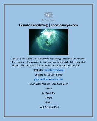 Cenote Freediving | Lacasasurya.com