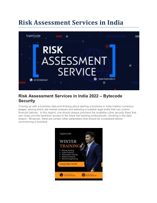 Risk Assessment Services in India