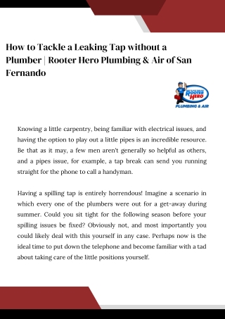 How to Tackle a Leaking Tap without a Plumber  Rooter Hero Plumbing of San Fernando