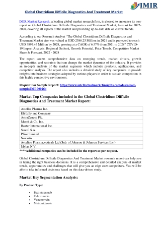Global Clostridium Difficile Diagnostics And Treatment Market