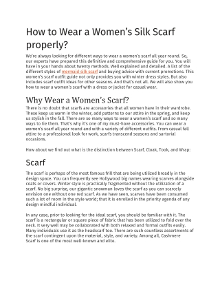 How to Wear a Women’s Silk Scarf properly