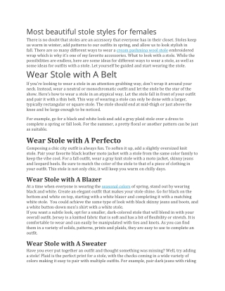 Most beautiful stole styles for females