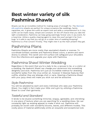 Best winter variety of silk Pashmina Shawls