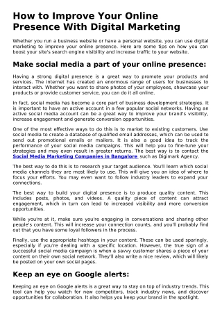 How to Improve Your Online Presence with Digital Marketing.
