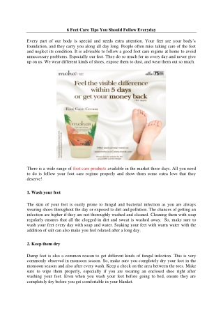 6 Feet Care Tips You Should Follow Everyday