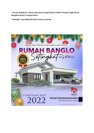 Are you looking for a house with land in Sungai Petani, Kedah