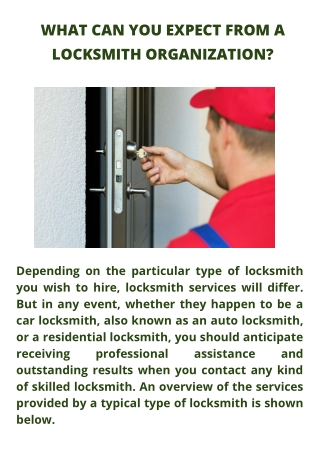 What Can You Expect From A Locksmith Organization