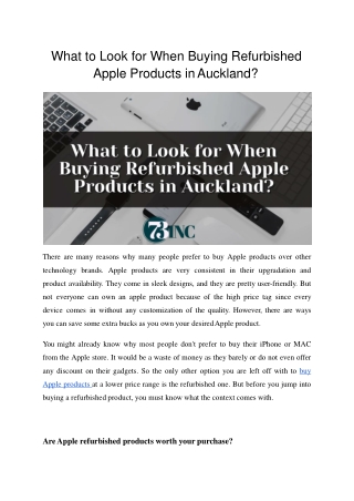 What to Look for When Buying Refurbished Apple Products in Auckland?