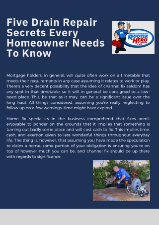 Five Drain Repair Secrets Every Homeowner Needs To Know (1)