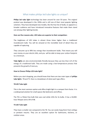 What makes philips led tube lights so unique