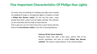 Five Important Characteristics Of Philips Hue Lights