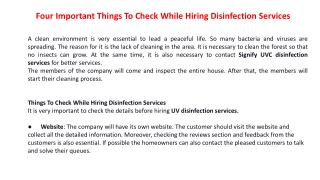 Four Important Things To Check While Hiring Disinfection Services