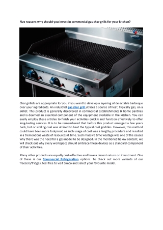 Five reasons why should you invest in commercial gas char grills for your kitchen