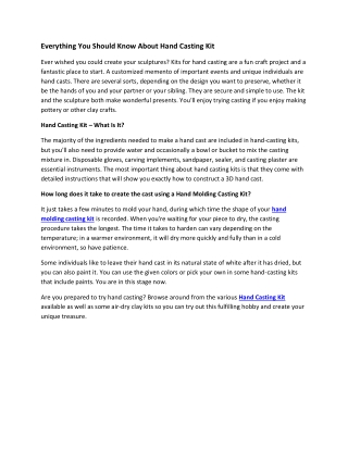 Everything You Should Know About Hand Casting Kit
