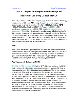 5 ADC Targets And Representative Drugs For Non-Small Cell Lung Cancer (NSCLC)