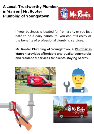 A Local, Trustworthy Plumber in Warren  Mr. Rooter Plumbing of Youngstown