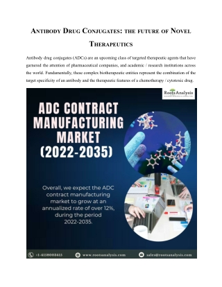 ADC Contract Manufacturing Market, 2022-2035 - Roots Analysis